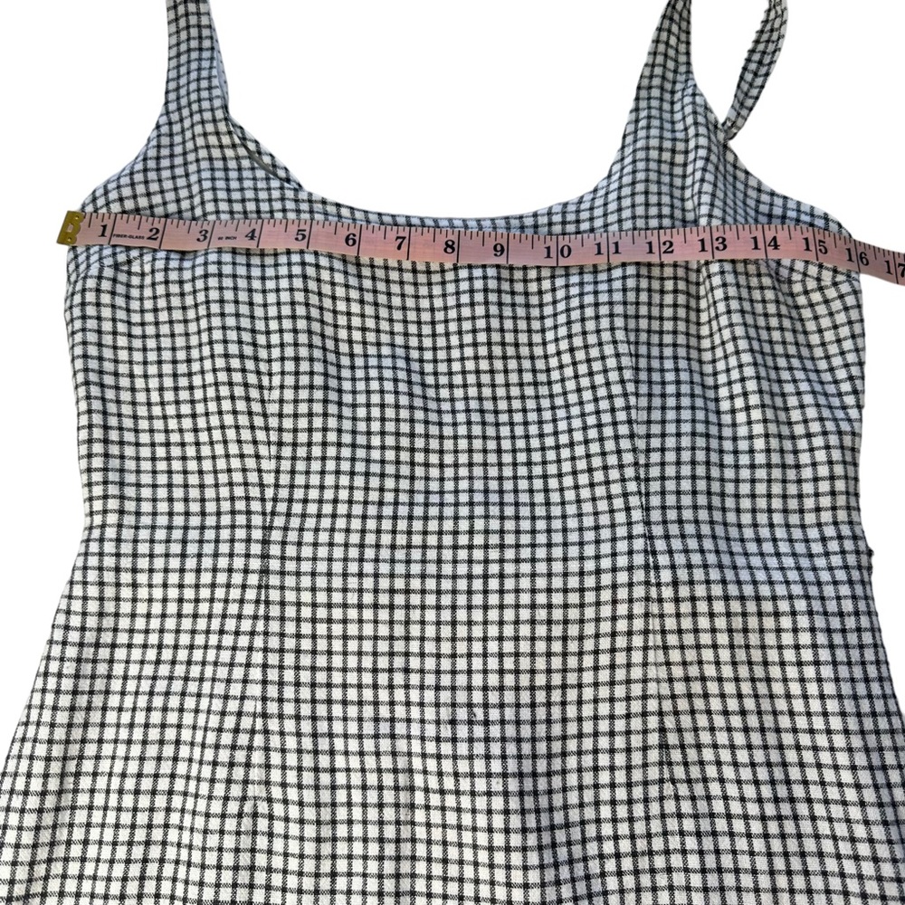 Abercrombie & Fitch Sz S Black White Check Linen Blend Mini Dress w/ Hair Tie - Picture 8 of 15